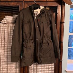 Levi olive green winter coat size large